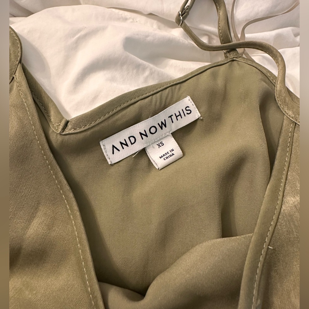 And Now This Olive Green Satin Jumpsuit